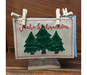 Stickdatei ITH - Postkarte Doodle Tannen